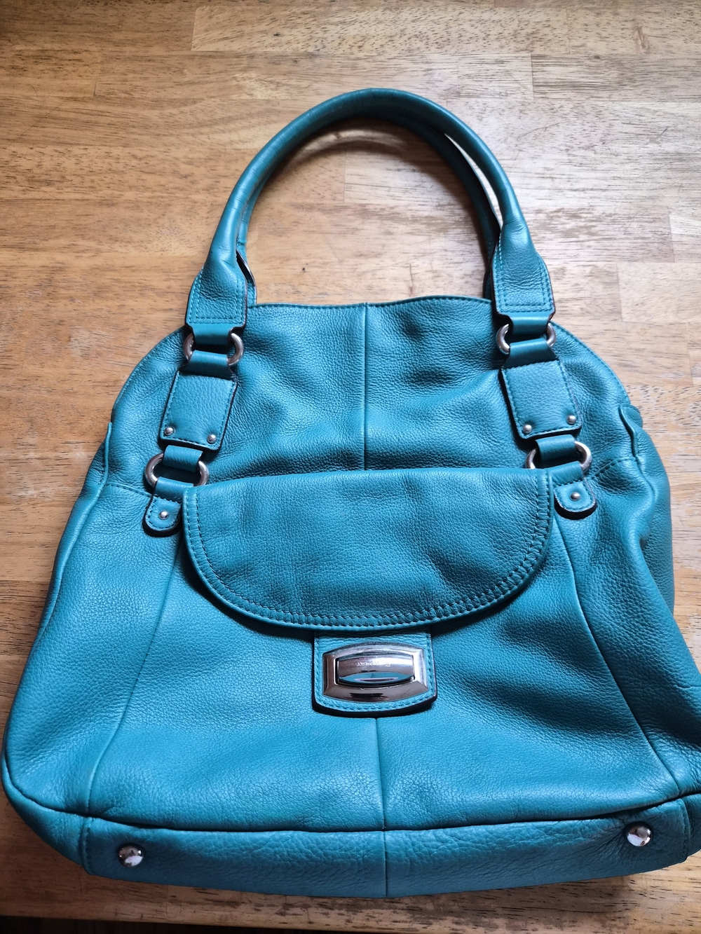 Vintage B. Makowsky teal pebbled leather hobo shoulder bag